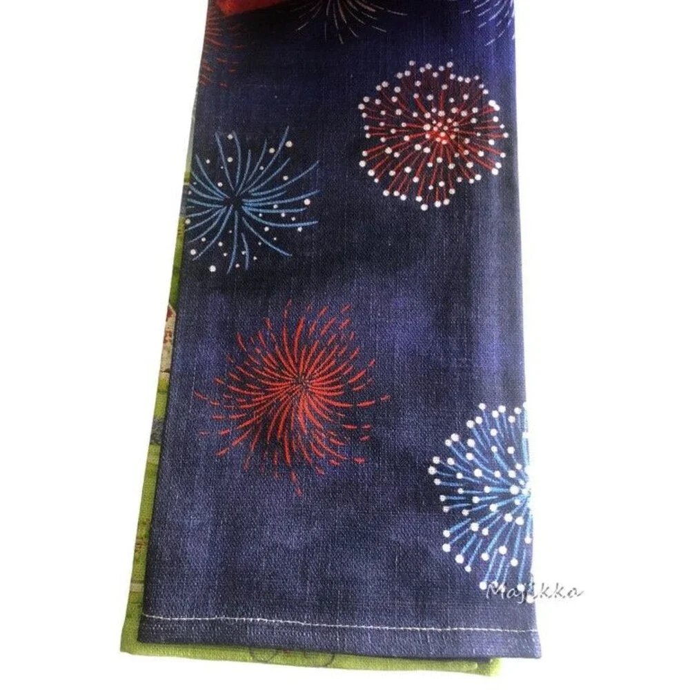 Storehouse Dish Towels Set of 3 July 4th Fireworks Red White Blue Historic Town